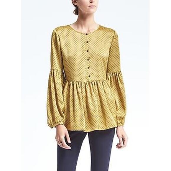 Banana Republic x Olivia Palermo Peach Pink Gathered Empire Blouse SZ M - Picture 2 of 10